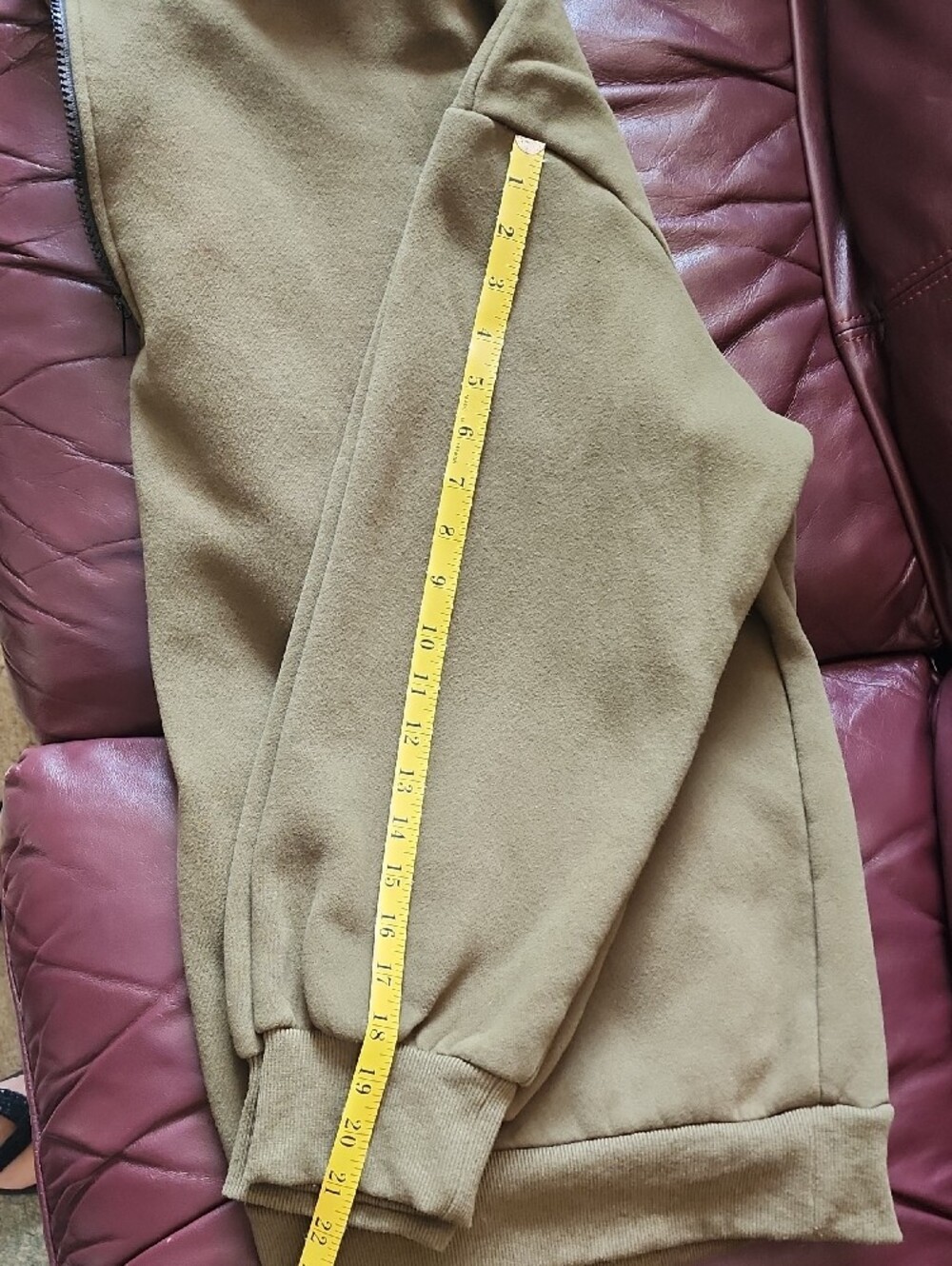 Women's/Men's Olive 3/4 Quarter-Zip Pullover Sweatshirt, 2XL - Picture 4 of 5